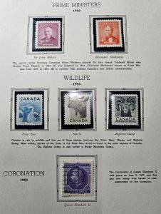 Stamp Canada 1952 Prime Ministers 1953 Wildlife #318-19, 322-24 MNH, 330 used