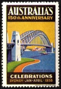 1938 Australia Poster Stamp 150th Anniversary Celebrations Sydney January-April