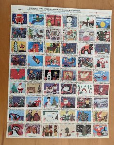 1977 USA CHRISTMAS SEALS -STAMPS FULL SHEET of 54 Stamps (Christmas Family Tree)