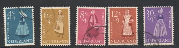 Netherlands Sc B321-25 1958 Regional Costumes stamp set used