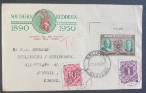 1950 Selukwe Southern Rhodesia first Day Cover FDC to Steiermark Austria