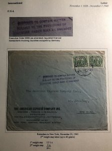 1940 Rotterdam Netherlands American Express Censored Cover To New York USA