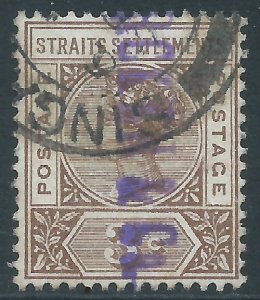 Straits Settlements, Sc #85, 3c Used