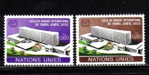 UNITED NATIONS GENEVA #37-38  1973  ILO  HEADQUARTERS        MINT VF NH O.G   a
