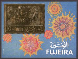 Fujeira Mi Block 42 (#621B) mnh - 1970 Easter - gold foil paper - imperf - s/s