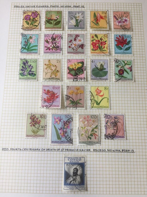 Belgium Congo 1948/60 Sport Wildlife Flowers Used on Pages (Apx 70 Items)Apr 728 