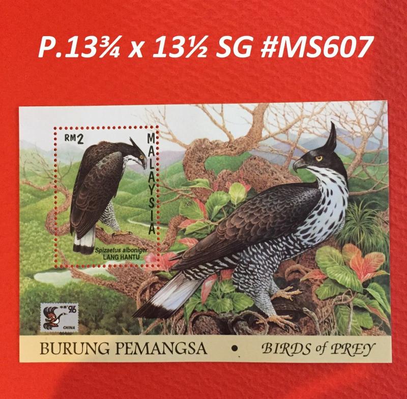 Malaysia 1996 Birds of Prey MS MNH P.13¾ x 13½ SG #MS607a