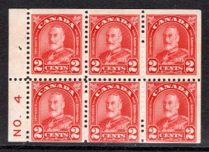 165bii, Scott, pane with tab inscribed NO. 4, 6 x 2c deep red, MNHOG, F