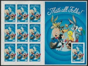 3535, PORKY PIG Sheet Imperforate Single Stamp ERROR SP