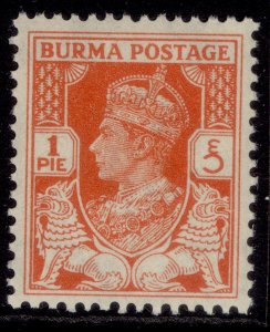 BURMA GVI SG18b, 1p red-orange, NH MINT.