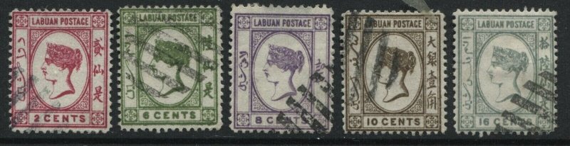Labuan QV 1892 various values to 16 cents used