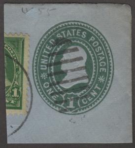 SC#U355 1¢ Franklin Cut Square: Full Corner (1899) Used