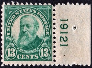 SC#622 13¢ Benjamin Harrison Plate Single (1926) MNH