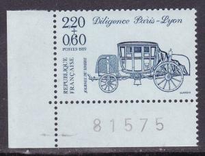 France 1989 Semi-Postal Paris-Lyon Stagecoach Plate Number Single VF/NH(**)