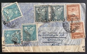 1940s Chile Censored Airmail cover to Edinburgh Scotland