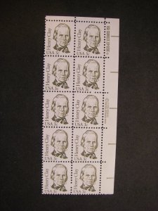 Scott 1846, 3c Henry Clay, Zip & Copy block of 10 UR, MNH Great Americans Beauty