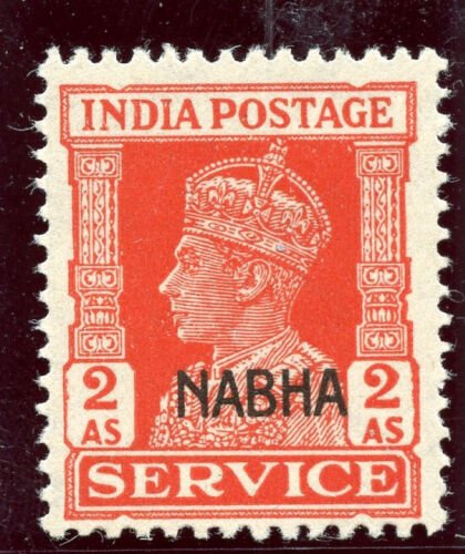 India - Nabha 1942 KGVI Official 2a vermilion (wmk inv) superb MNH. SG O62w. 