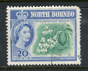 NORTH BORNEO; 1961 early QEII Pictorial issue fine used 20c. value