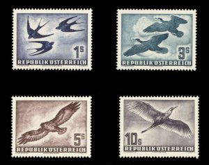 Austria #C55, 57-59 Cat$308.50, 1953 Birds, 1s, 3s, 5s and 10s, never hinged