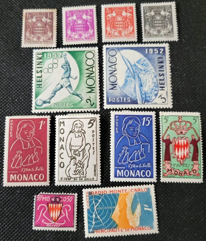 Monaco, 1937-43, 1951-54 , unused issues, SCV$5.85
