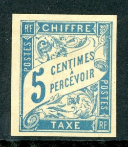 France 1894 Colony General Issues Postage Due 5¢ Blue Imperf Sc #J15 Mint L85