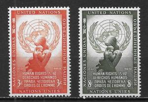 United Nations 29-30 1954 Human Rights Day set MNH