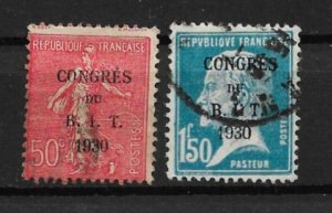1930 France 256-7 Intl. Labor Bureau 48th Congress used C/S of 2