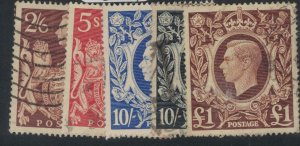 Great Britain 1939 High Value SG 476-78b VFU (7ful)