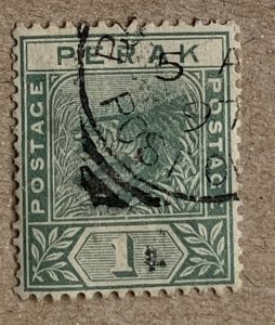 Perak 1892 1c Leaping Tiger, used. Scott 42, CV $0.45. SG 61