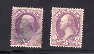 US Scott O26 used and O27 regumed CV 210