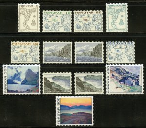 Faroe Islands Scott 7-12,14-20 Unused VLHOG - 1975 Maps and Places - SCV $12.20