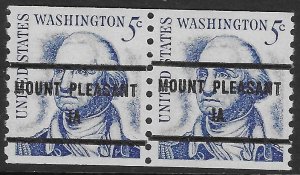 MNH US Bureau Precancels: IA; Mount Pleasant #1304a–81 5¢ Prom. Amer. Gap Pair