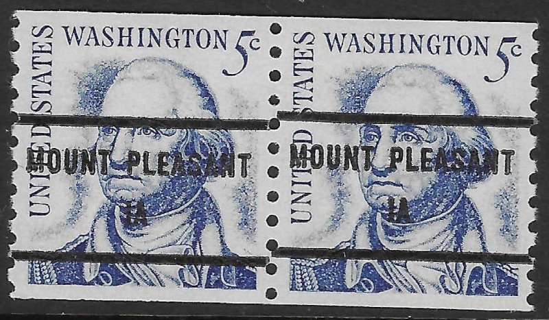 MNH US Bureau Precancels: IA; Mount Pleasant #1304a–81 5¢ Prom. Amer. Gap Pair