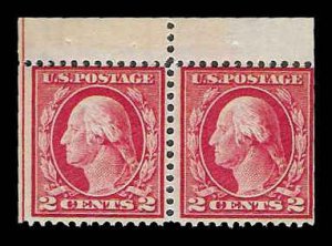 PCBstamps US # 406  Pair 4c(2x2c) Washington, pf 12, MNH, (4)