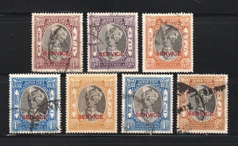 INDIA-Jaipur 1931-46 Service on Man Singh II (7v) Used CV$14+