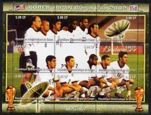 CONGO KINSHASA - 2002 - World Cup, U S A - Perf 9v Sheet - M N H - Private Issue