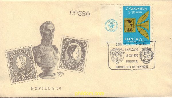 458809 MNH COLOMBIA 1970 2 EXPOSICION FILATELICA INTERAMERICANA EN CARACAS EX...