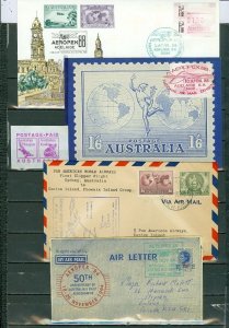 AUSTRALIA LOT of (5) AIRMAILS incl (1) CARD & (1) AEROGRAM...CACHETS