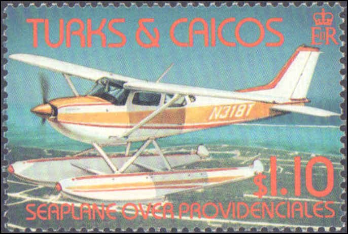 Turks and Ciacos Islands #535-538, Complete Set(4), 1982, Airplanes, Helicopt...