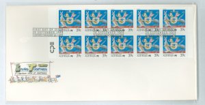 Australia  1063Bc living together 39c cartoon booklet pane of 10 (tourism) on cacheted unadd. FDC