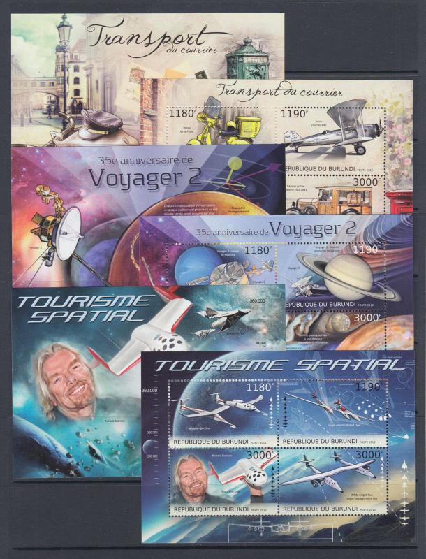 Burundi Sc 1241-1290 MNH. 2012 Transportation & Space, set of 50 souvenir sheets