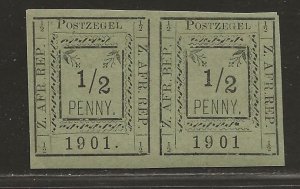 TRANSVAAL SC# 175 & 175a (SG 1c & 1e) PR R STAMP W/NO PERIOD AFTER DATE   VF/MNH