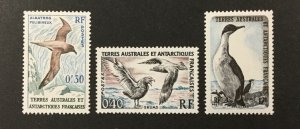 F.S.A.T. #12-14,1959 set of 3, Sea Birds, MNH. CV $11.10. (BJS)