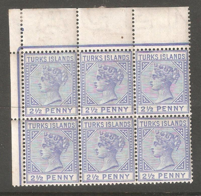 Turks Islands 1885-1895 Queen Victoria Blocks,Sc 48a//53,VF MNH**OG