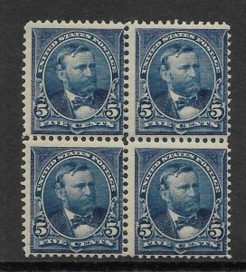 US Scott #281 mint 5c dark blue Grant block of 4, never hinged og f/vf 1898