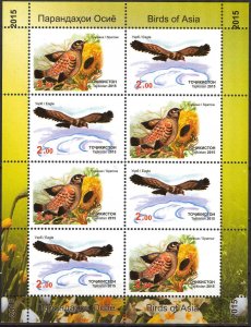 Tajikistan 2015 Birds Eagles Sparrow sheet of 8 MNH**