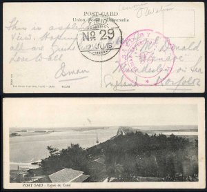 Egypt 1915 PPC to UK Indian Base Office handstamp