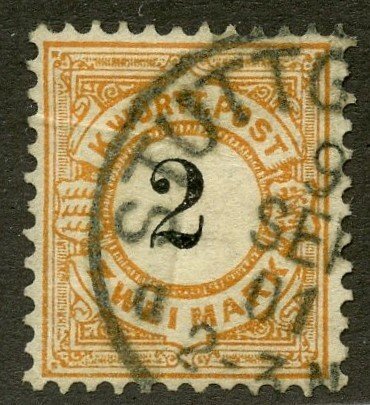 German States- Wurttemburg, Scott #71, Used with possible crease, or pre-prin...