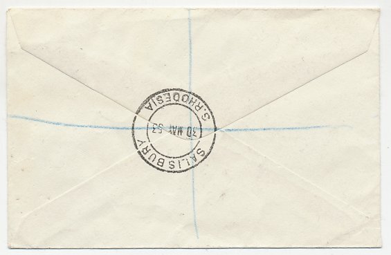 Registered cover / Label Southern Rhodesia 