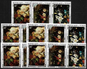 Chad #236A MNH Strip - Flowers - Wholesale X 5